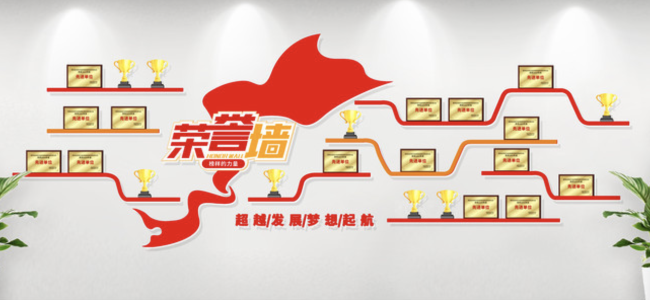 創(chuàng)意藍色企業(yè)公司辦公室榮譽墻文化墻(圖3)